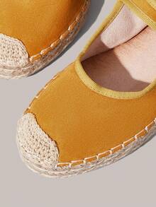 Styleloop Ladies Slouchy Woven Fisherman Shoes Suede With Buckle Versatile Outdoor Walking Commuter Office Ladies Flat Shoes - Mustard Yellow - View 5
