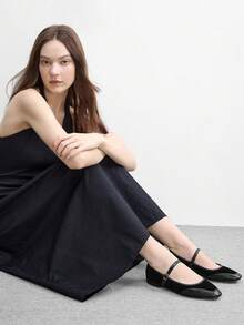 CUCCOO BIZCHIC Sepatu Flat Wanita Musim Semi dengan Gesper Sederhana dan Elegan, Modis, Serbaguna, untuk Santai, Kerja, dan Perjalanan. - tinta hitam - View 2