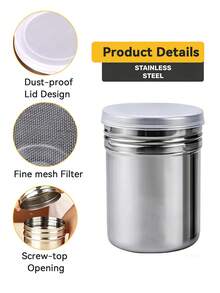 1pc Stainless Steel Coffee Powder Can School Supplies Back To School - Multicolor - View 4