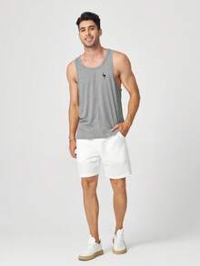 AXEPEAK Áo ba lỗ nam thể thao in họa tiết, áo ba lỗ tập gym nam, áo ba lỗ thêu logo ngựa, áo ba lỗ thể thao ôm sát, áo ba lỗ mùa hè dáng slim, áo ba lỗ thiết kế dành cho nam, áo không tay tập luyện, áo ba lỗ phong cách thương hiệu cao cấp, áo ba lỗ phong cách đường phố. - Màu Xám nhạt - Xem 5