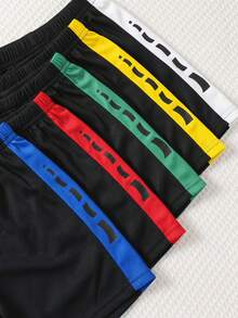 SHEIN 10pcs Kids Boys Colorful Patchwork Sports Outfit Set, Suitable For School, Outdoor Sports, Daily Training And Basketball, Mesh Sports Shorts - Multicolor - View 4