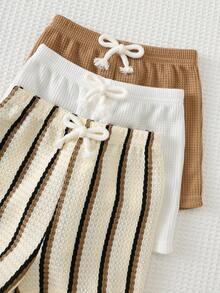 Cozy Pixies Bộ 6 món áo ba lỗ và quần short cho bé trai - màu nâu - Xem 6