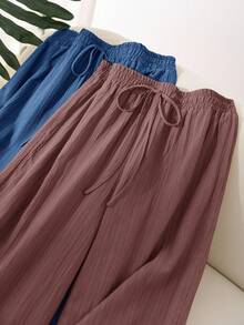CosyJoli Pantalones rectos básicos de gasa texturizada de talla grande - Multicolor - Ver 4