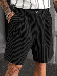 Manfinity CasualCool Quần đùi Bermuda nam màu đen sọc, dáng rộng, thoải mái. - màu đen - Xem 1