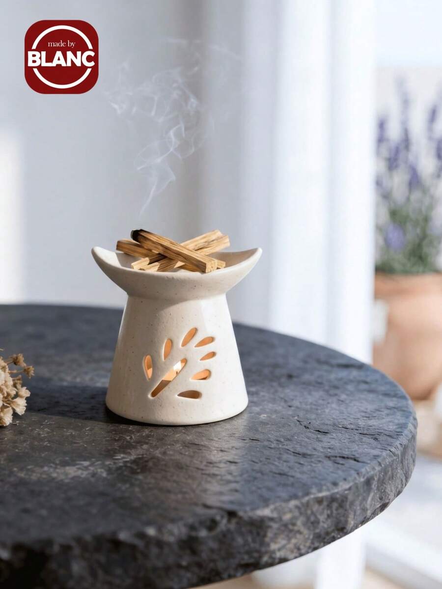 Madebyblanc 1/2 Chân đế đốt hương bằng gốm sứ kiểu Nhật Bản, thích hợp dùng cho nến và tinh dầu, thích hợp làm quà tặng. - Nhiều màu - Xem 1