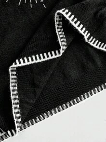 ROMWE MEN Men's Round Neck Letter & Eye Print Casual Versatile Daily Wear Knit Top - Black - View 12