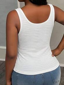 Slaydiva Women's Casual Ribbed Fabric Plus Size White Camisole And Tank Top, Suitable For Summer, Music Festivals, Parties, Y2K - White - View 2