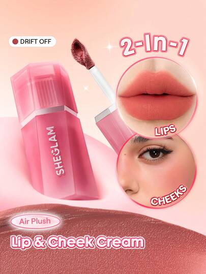 SHEGLAM Air Plush Lip & Cheek Cream-402 Drift Off Multi-Use Liquid Blush And Lipstick Brand Beauty Makeup Face Paint Cosmetic For Women Girls Perfect For Spring Summer Ideal For Y2K Fancy Fashion Suitable For Birthday Mother'S Day Gift Rave Festival Party Ready Best Color