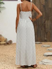Breezaya Cami V-Neck Casual Dress With Oversized A-Line Beach Style Maxi Vacation Beach Outfits Women - White - View 2