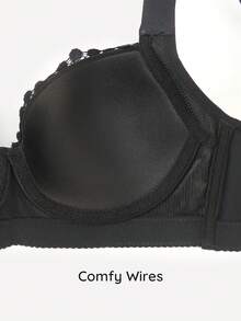 Bralution 1pc Women's Adjustable Seamless Wireless Bra, Comfy & Soft With Wide Strap For Shaping & Support Lingerie - Black - View 6