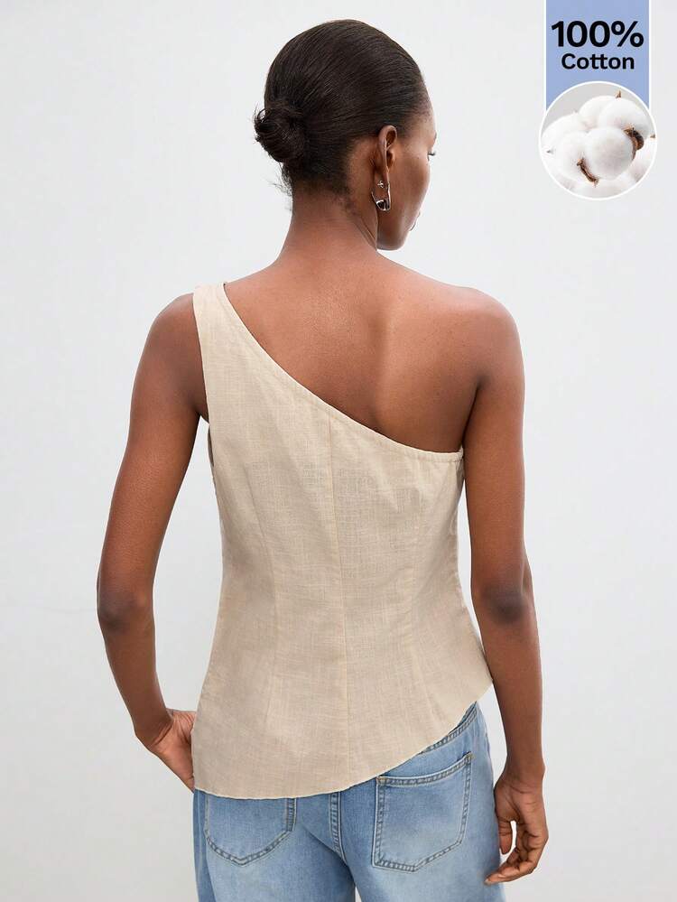 SHEIN Maija Blusa sin mangas con bordado floral casual de verano para mujer