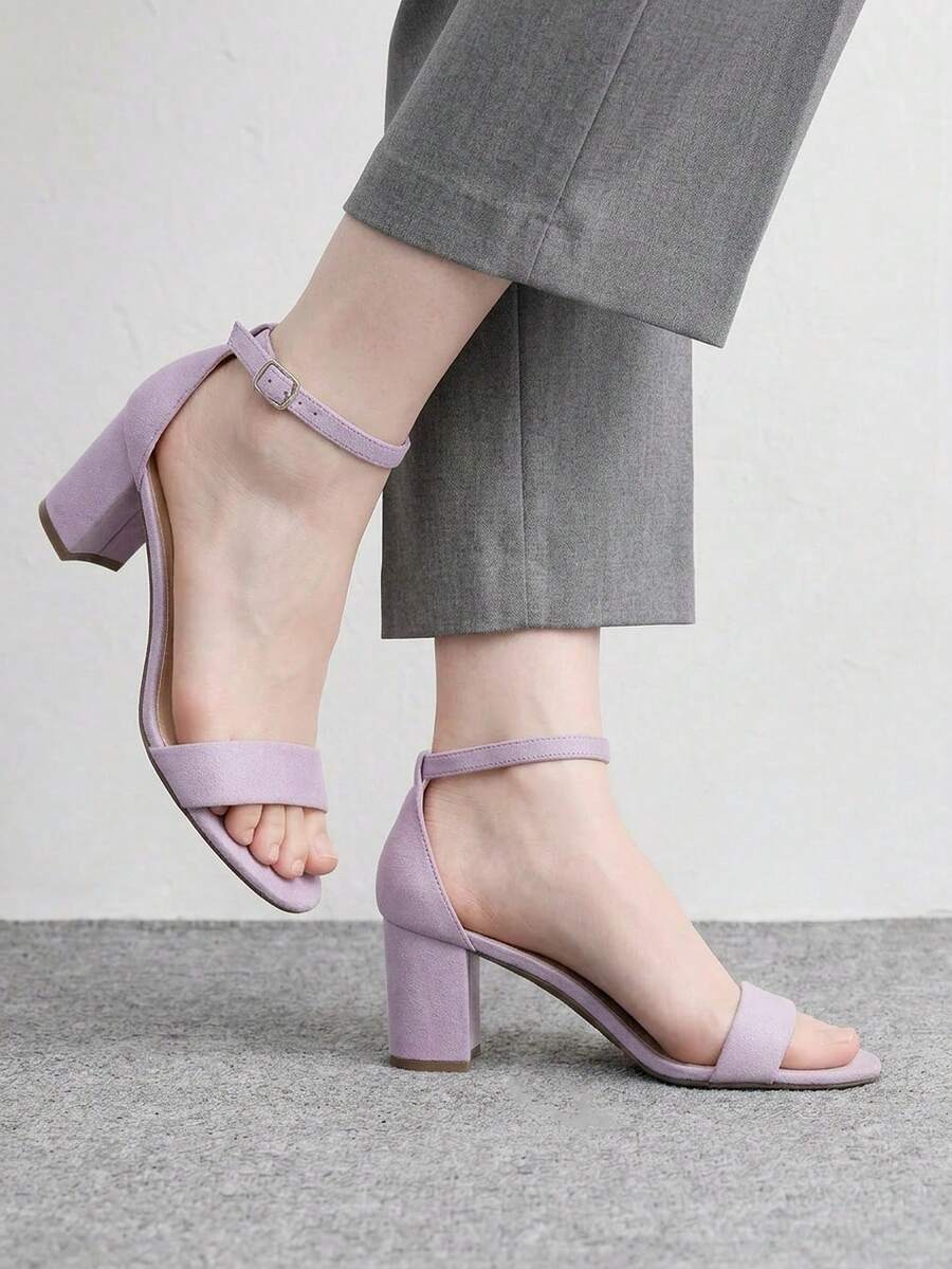 CUCCOO BIZCHIC Giày sandal nữ thời trang thoải mái, mũi tròn, có khóa cài, quai ngang mắt cá chân, gót dày, đa năng, thích hợp cho mùa xuân và hè, kiểu dáng mới, thanh lịch và đơn giản, dễ phối đồ. - Màu tím - Xem 1