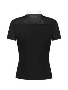 SHEIN With My Calm Women's Contrast Color Zipper Design Short Sleeve Equestrian Top - Black - View 2
