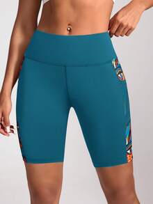 Easithlete Easithlete Digital Print Yoga Leggings With Pockets - Teal Blue - View 6