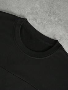 PAVTROS Men's Solid Color Round Neck Short Sleeve Casual Versatile T-Shirt - Black - View 4