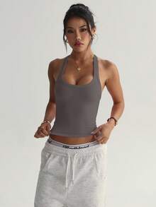 Slayform Slayform 女士无缝瑜伽运动文胸无钢圈健身短款运动背心跑步文胸 - 灰色 - 查看 4