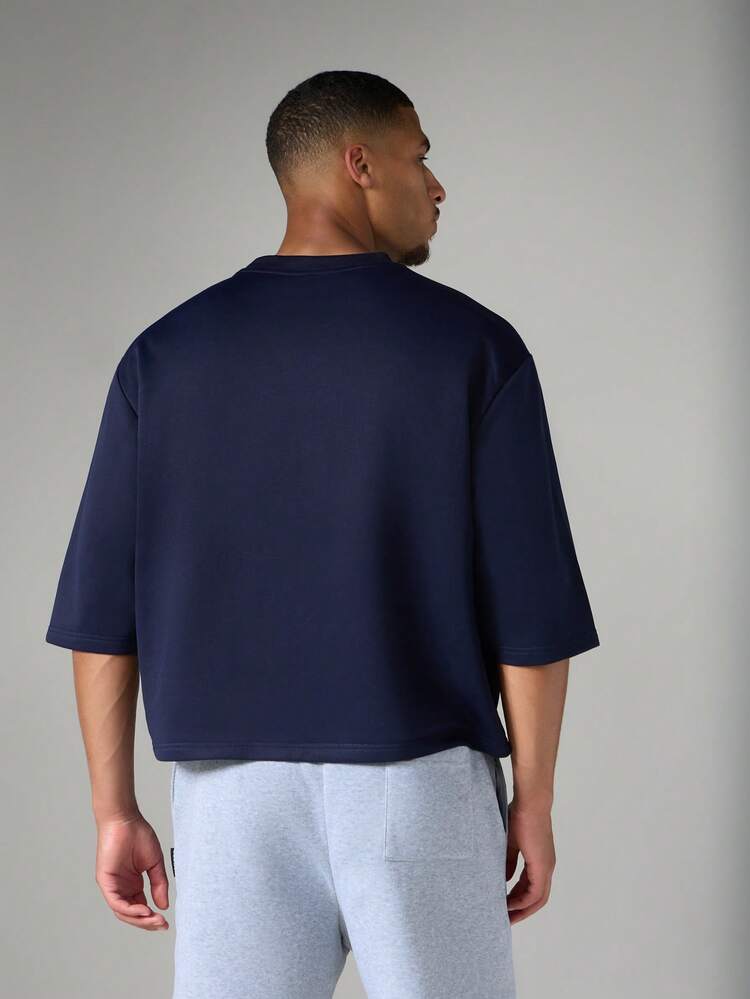 Oversized Boxy Crop Crew Neck Half Sleeve Solid Plain T-Shirt Casual Everyday Essential Summer Top
