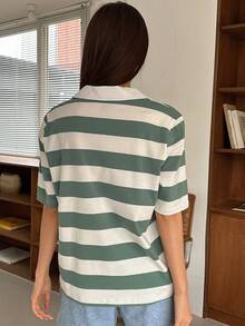 DAZY Striped Print Half Zip Tee - Multicolor - View 2
