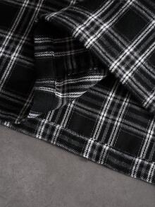 PAVTROS Men's Casual Plaid Letter Print Shirt, Summer - Black and White - View 6