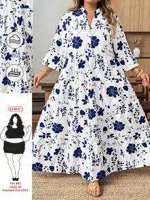 SHEIN CURVE+ Đầm đi biển tay loe xếp tầng in hoa cỡ lớn dành cho nữ, trang phục đi nghỉ mát, đầm hè cho nữ, đầm maxi xanh trắng, đầm maxi hoa xanh, đầm maxi xếp tầng, quần áo mùa thu cho nữ, trang phục học sinh, trang phục đồng quê cho nữ, trang phục giáo viên cho nữ, trang phục đồng quê cho nữ, quần áo mùa thu cho nữ, trang phục mùa thu cho nữ, đầm cho nữ, trang phục thường ngày. - Nhiều màu - Xem 1