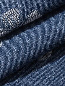 DAZY Jeans de uso diario versátil y casual con bolsillo y estampado floral para mujer - Azul lavado medio - Ver 6