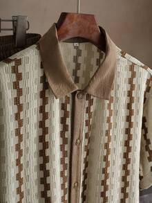 Core Aspect Conjunto de camisa casual de punto jacquard para hombre - Albaricoque - Ver 3