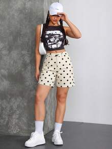 Tall Pantalones cortos vaqueros casuales de cintura media lavados para mujer estilo Y2K - Blanco y Negro - Ver 11