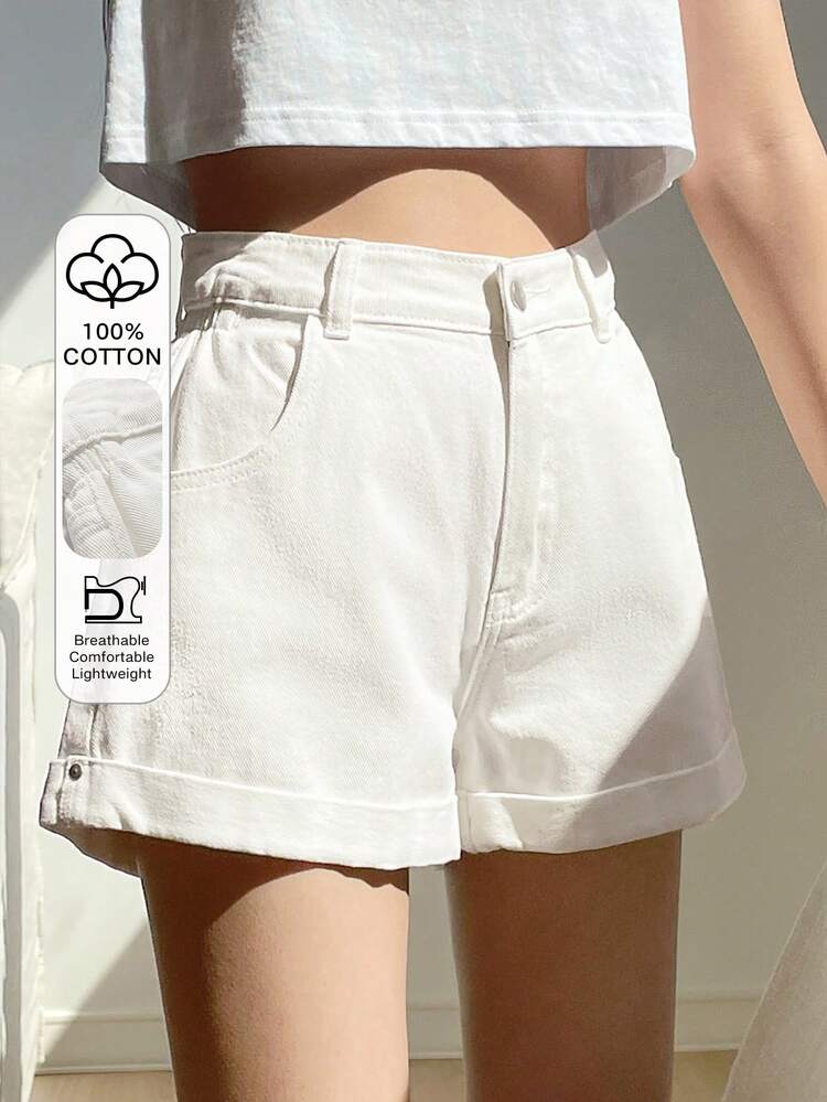 Women's Flower Bud Waist Casual Denim Shorts