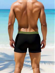 ZELFYO Men's Patchwork Color Black Swim Trunks,Summer Casual Beach Holiday Swimwear Bathing Suits Running Board Shorts - Multicolor - View 2