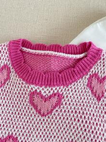 Maija Kids Maija Kids 1件装少女休闲度假优雅宽松彩色爱心图案钩针迷你裙，适合日常穿着、返校、郊游、聚会、节日、春夏穿着。 - 彩色 - 查看 4