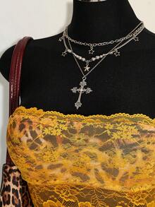 SHEIN ICON Áo croptop ren màu vàng dành cho nữ, phong cách Y2K, thích hợp cho lễ hội, tiệc tùng, đi biển, đám cưới, lễ tốt nghiệp, dạ hội, đi chơi, câu lạc bộ. - Nhiều màu - Xem 5