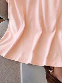 Franclia Áo hoodie nữ thời trang cổ tròn, tay áo phối ren, xếp ly eo. - Hồng - Xem 6