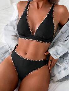 Swim Mod 2026 Spring/Summer New Sexy Leopard Print Bikini Set, Two Pieces Swimwear - Multicolor - View 4