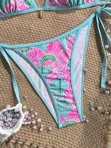 Swim Mod 2026 Spring/Summer Seashell Print Bikini Set, Ins Style Fresh & Minimalist, Flattering Two Pieces Swimwear For Beach Vacation - Multicolor - View 6