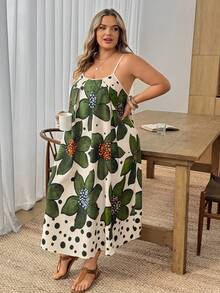SHEIN CURVE+ Váy dáng ôm US22, thích hợp cho lễ hội âm nhạc, kỳ nghỉ biển, phong cách bohemian, họa tiết hoa nhí, váy slip dress thường ngày, váy mùa hè cho nữ. - Nhiều màu - Xem 6