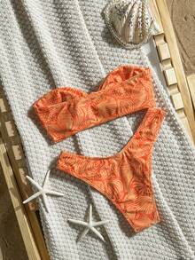Swim Mod 女款夏季海灘全身印花休閒比基尼與三角泳褲泳衣套裝 - 彩色 - 查看 2