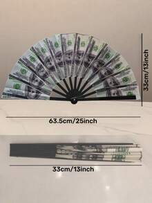 Joivida 1 buah Kipas Genggam Lipat Motif Dolar Retro, Perlengkapan Fotografi Pesta, Hadiah untuk Natal, Hari Ibu, Hari Ayah, Ulang Tahun - warna-warni - View 6