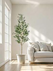 This Lifelike, Highly Realistic Olive Tree Is Easy To Assemble And Can Be Placed On The Ground (It Is Recommended To Place It In A Flowerpot With Pebbles). It Makes An Ideal Interior Decoration For Living Rooms, Offices, And Bedrooms, And Is Also Perfect For Modern Home And Event Decorations. It Requires No Maintenance And Remains Beautiful For An Extended Period! - Multicolor - View 4