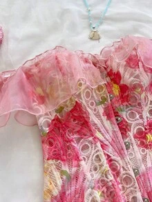 Soleia Áo nữ trễ vai phối lưới thời trang đa năng phong cách thường ngày - Nhiều màu - Xem 5