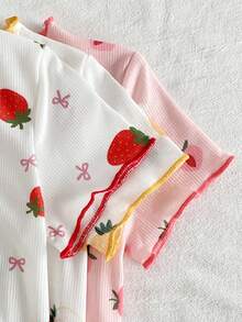 Set Piyama Bayi Perempuan 6pcs/Set Atasan Lengan Pendek dan Celana Motif Buah Kartun - MultiWarna - View 5