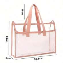 1 Buah Tas Tangan PVC Transparan Tahan Air Kapasitas Besar dengan Kantong Penyimpanan Jala yang Dapat Diperluas - Portabel untuk Perlengkapan Kantor, Dokumen Sekolah, dll. - Tersedia dalam Warna Pink, Hijau, Biru, Kuning, Tas Pengatur File | Tas Penyimpanan Modis | Tas Penyimpanan PVC, Kembali ke Sekolah, Perlengkapan Sekolah - MultiWarna - View 13