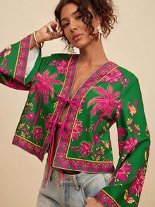 Travachic Blusa de manga larga con estampado floral y corte holgado para mujer, primavera/verano - Multicolor - Ver 4