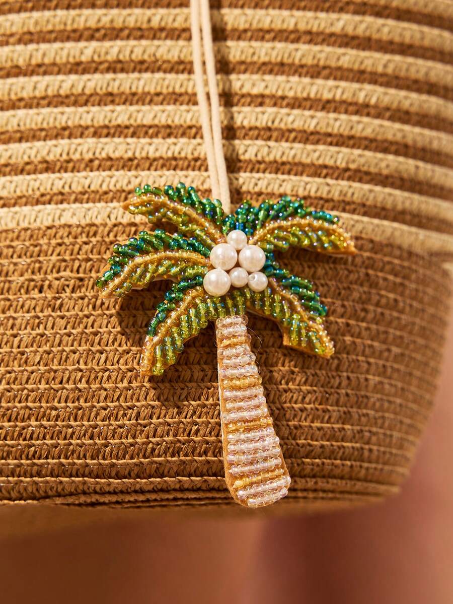 Swim Mod 1 pieza Colgante tipo vacaciones Novachic con estilo bohemio con cuentas en forma de estrella de mar, árbol de coco, tortuga marina, adecuado para vacaciones de verano, playa, accesorio colgante (puede haber ligeras diferencias de color debido a la variación por lote del color de la cuerda) - Verde - Ver 1