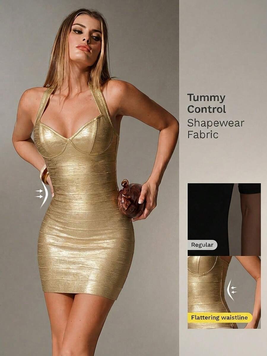 Nuvra Áo croptop gợi cảm với cổ chữ V khoét sâu và phần bụng hở quyến rũ - Vàng nhạt - Xem 1