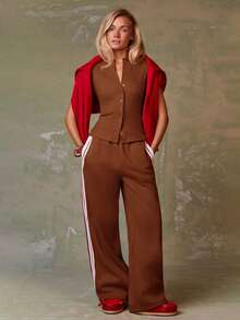 Athîral Women's Casual Red Cardigan - Rust Brown - View 6