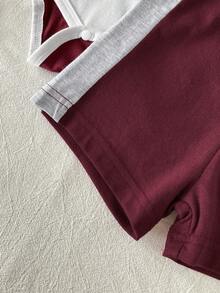 SHEIN Conjunto de bebé con polo de manga corta y bloques de color - Multicolor - Ver 8