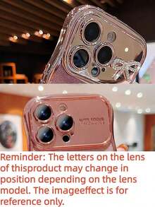 1PC Alloy Luxury Pink Cute Bowknot Fashion Rhinestone Glitter Soft Shell Camera Protective Phone Case Compatible With 17 Pro Max, 17 Pro, 17, 16 Pro Max, 16 Pro, 16, 15 Pro Max, 15 Pro, 15, 14, 13, 17 Air, Girly Ruffled Birthday Gift For Girls - Pink - View 4