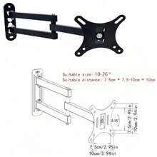 1 pieza Soporte de pared universal para TV de 10-26/17-42/32-55 pulgadas, hecho de acero laminado en frío, soporte de pared ajustable y giratorio para TV - Negro - Ver 11