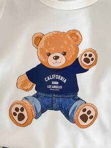 Playful Pals Bộ 3 món cho bé trai in hình gấu, cổ tròn, không tay, màu trắng gồm áo tank top + áo sơ mi denim tay ngắn cổ bẻ cài nút + quần short. Phong cách vintage năng động, dễ thương, thích hợp mặc vào mùa xuân, hè, thu, đi chơi hàng ngày, đến trường, công viên và nhiều dịp trong nhà/ngoài trời khác. - Rửa nhẹ - Xem 4