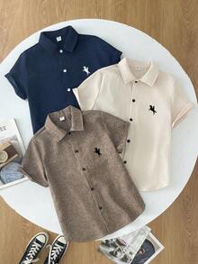 SHEIN Tween Boy Summer Casual Short Sleeve Shirt - Multicolor - View 3
